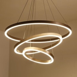 Luminária pendente desenho artesanato 3 anéis lâmpada 80+60+40cm