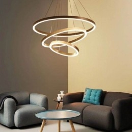 Luminária pendente desenho artesanato 3 anéis lâmpada 80+60+40cm