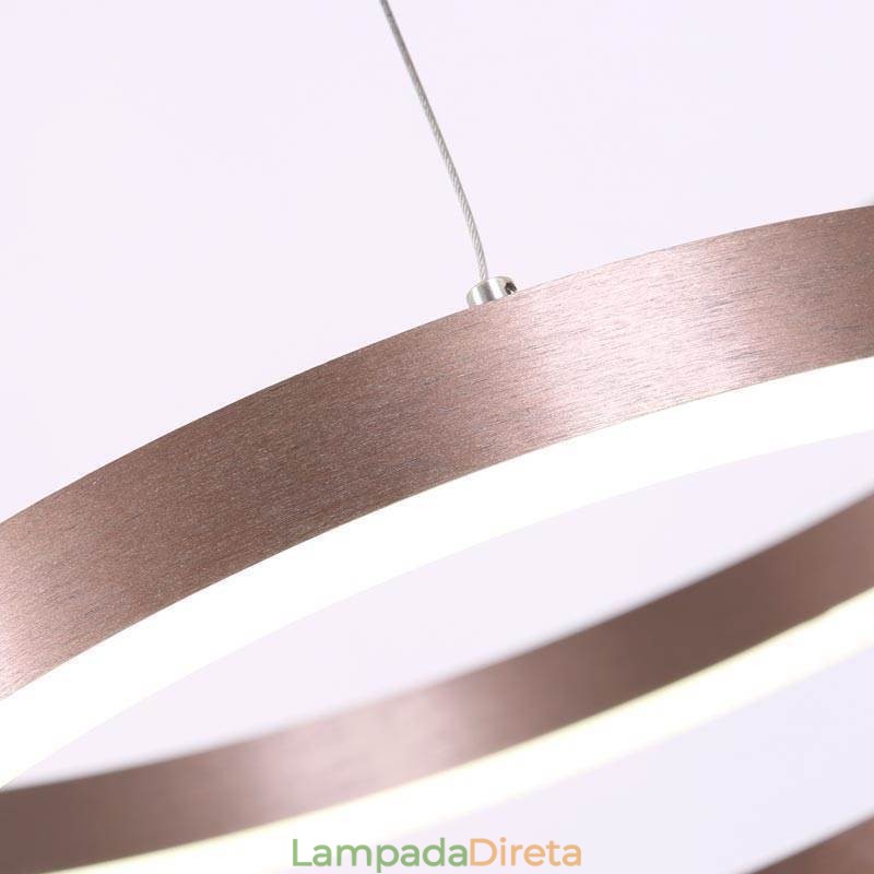 Luminária pendente desenho artesanato 3 anéis lâmpada 80+60+40cm