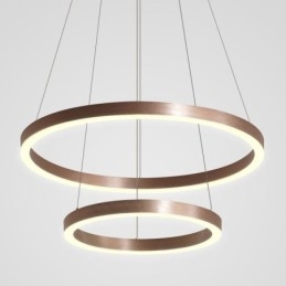 Luminária pendente desenho artesanato 2 anéis lâmpada 60+40cm