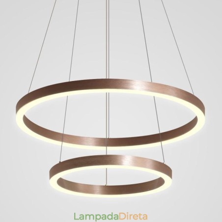 Luminária pendente desenho artesanato 2 anéis lâmpada 60+40cm Luminária pendente desenho artesanato 2 anéis lâmpada 60+40cm