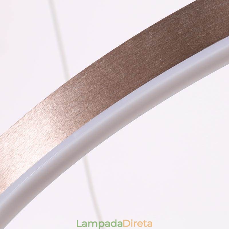 Luminária pendente desenho artesanato 2 anéis lâmpada 60+40cm