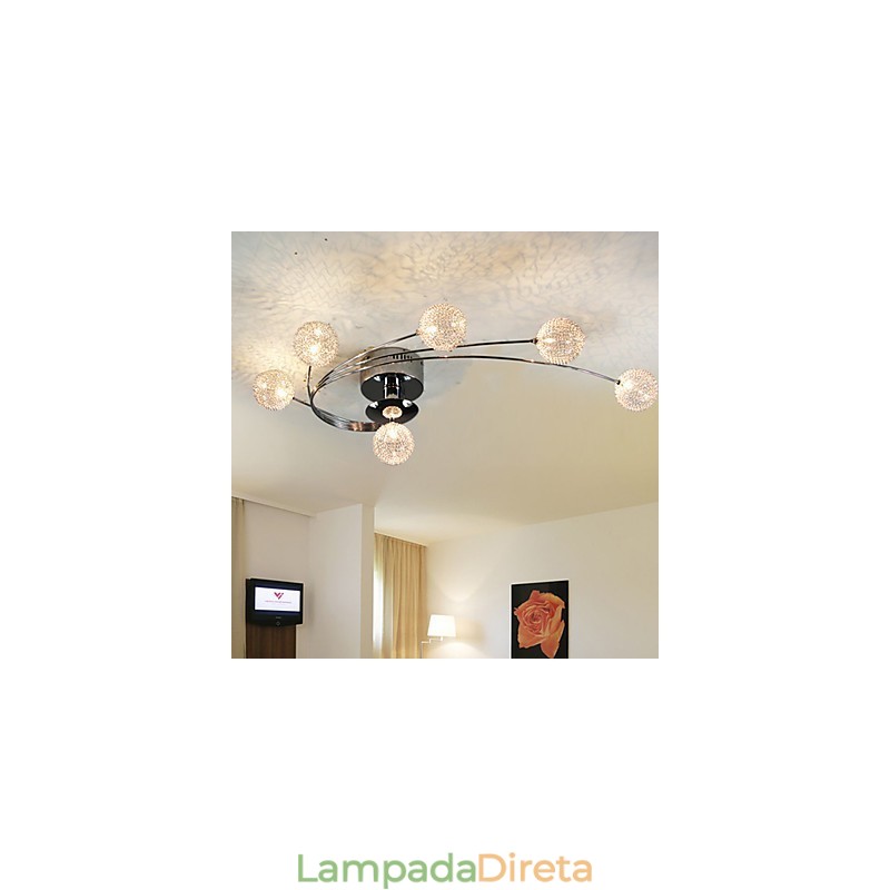 Luminária de teto moderna Living Lâmpadas incluídas 6 luzes