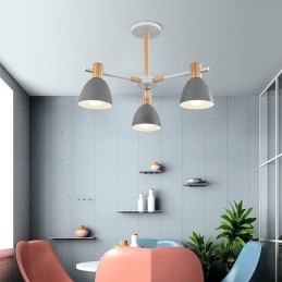 Luminária pendente moderna e simples de macaron Iluminação criativa de madeira