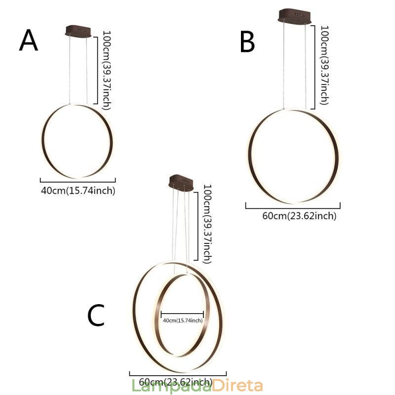 Luminária pendente nórdica em acrílico em formato de anel