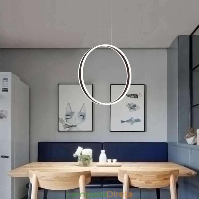Luminária pendente nórdica em acrílico em formato de anel