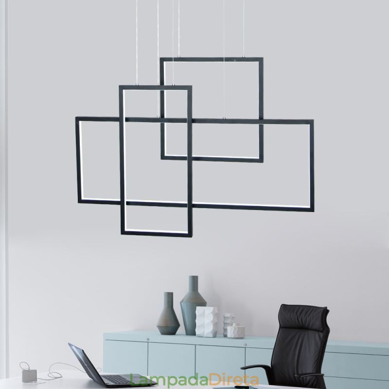 Luminária pendente nórdica Luminária pendente quadrada geométrica