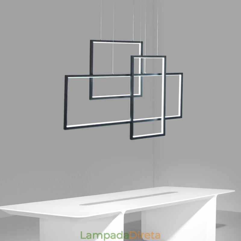 Luminária pendente nórdica Luminária pendente quadrada geométrica