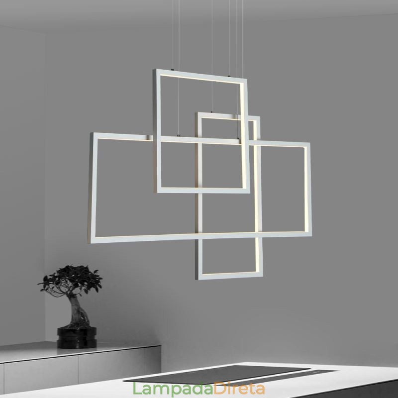 Luminária pendente nórdica Luminária pendente quadrada geométrica