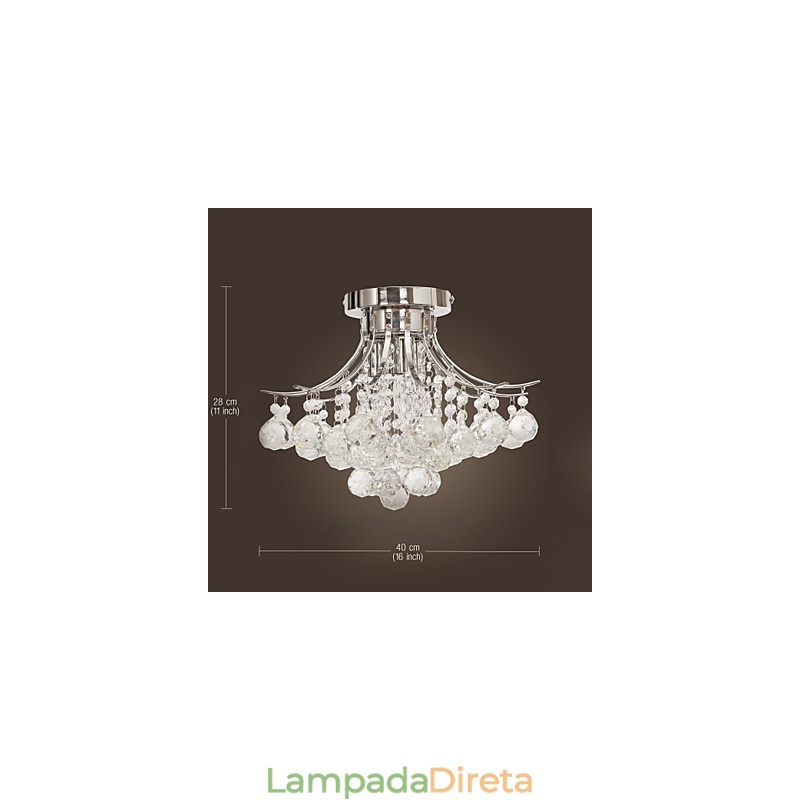 Lustre Moderno Cristal 3 Luzes