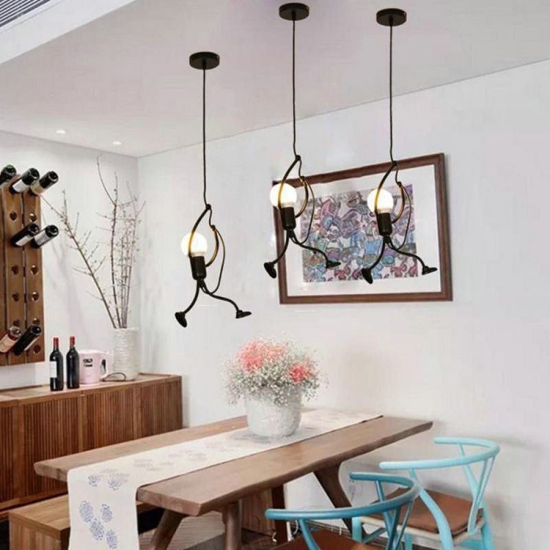 Luminária pendente moderna e simples em forma de homenzinho, luminária criativa