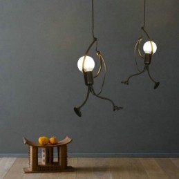 Luminária pendente moderna e simples em forma de homenzinho, luminária criativa