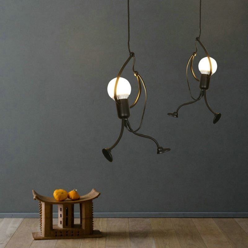 Luminária pendente moderna e simples em forma de homenzinho, luminária criativa