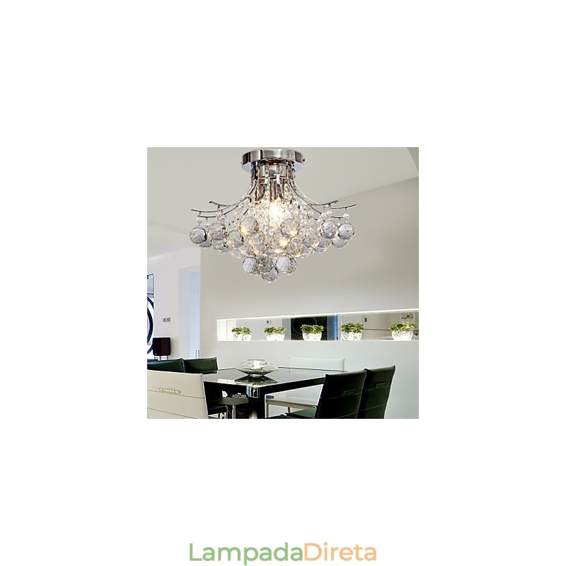 Lustre Moderno Cristal 3 Luzes