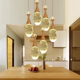 Iluminação pendente de cluster de lágrima de vidro com sementes