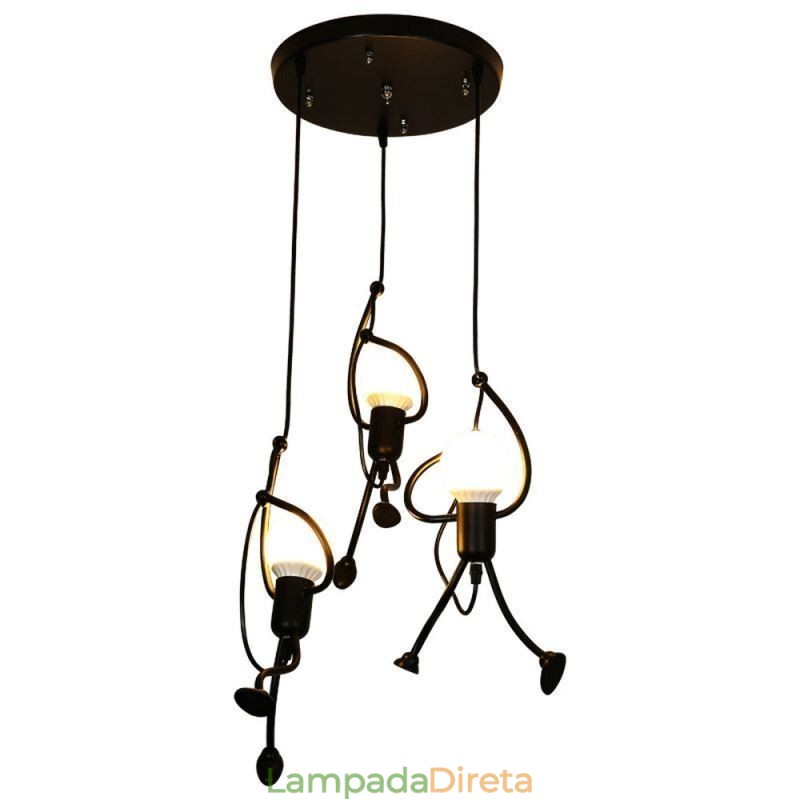 Luminária pendente moderna, criativa, em forma de homenzinho, luminária individual para casa