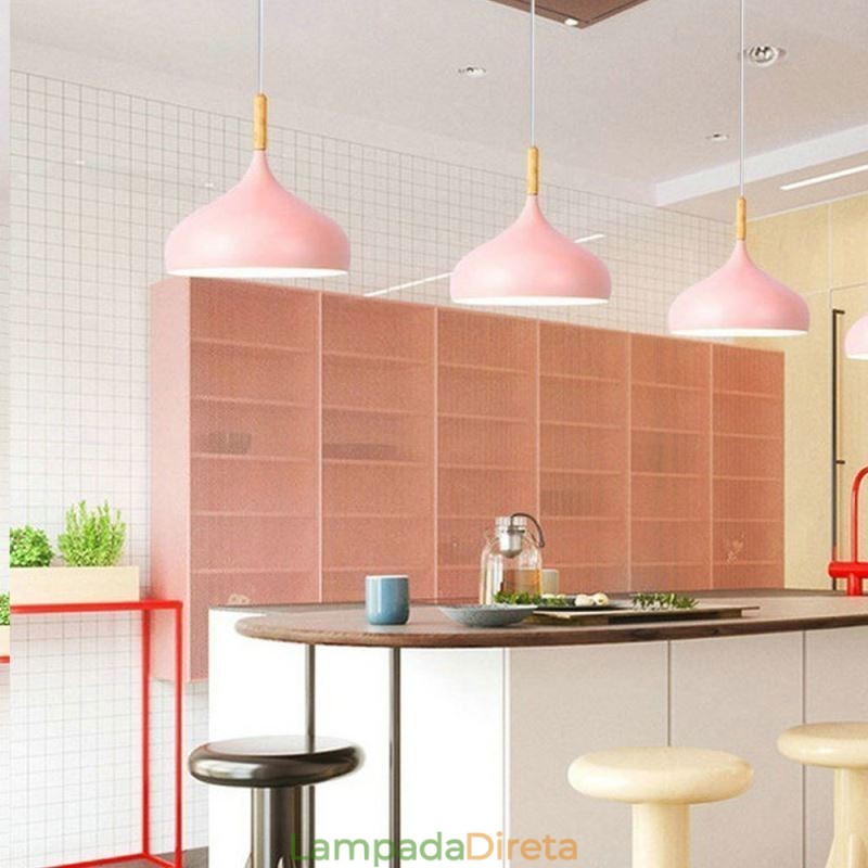 Luminária pendente moderna de alumínio Macaron Lamp Home Luz ajustável
