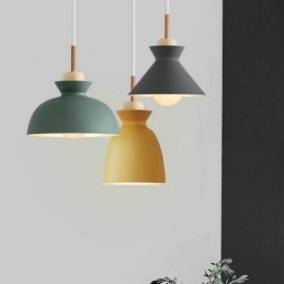 Luminária pendente nórdica cúpula de metal macaron cores lâmpada luz