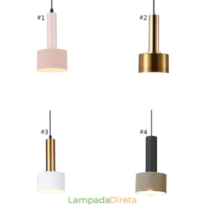 Luminária pendente moderna e simples em formato de cilindro, luminária de alumínio