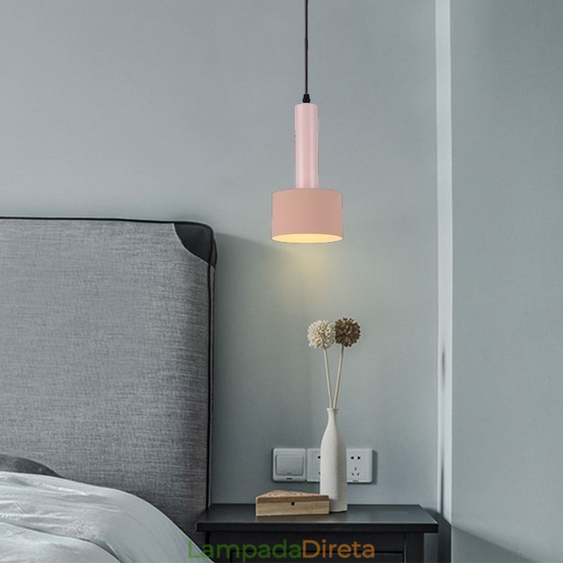 Luminária pendente moderna e simples em formato de cilindro, luminária de alumínio
