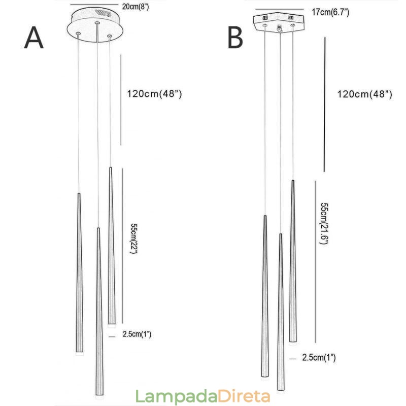 Luminária pendente moderna e simples em formato de cilindro, luminária de chuva de meteoros