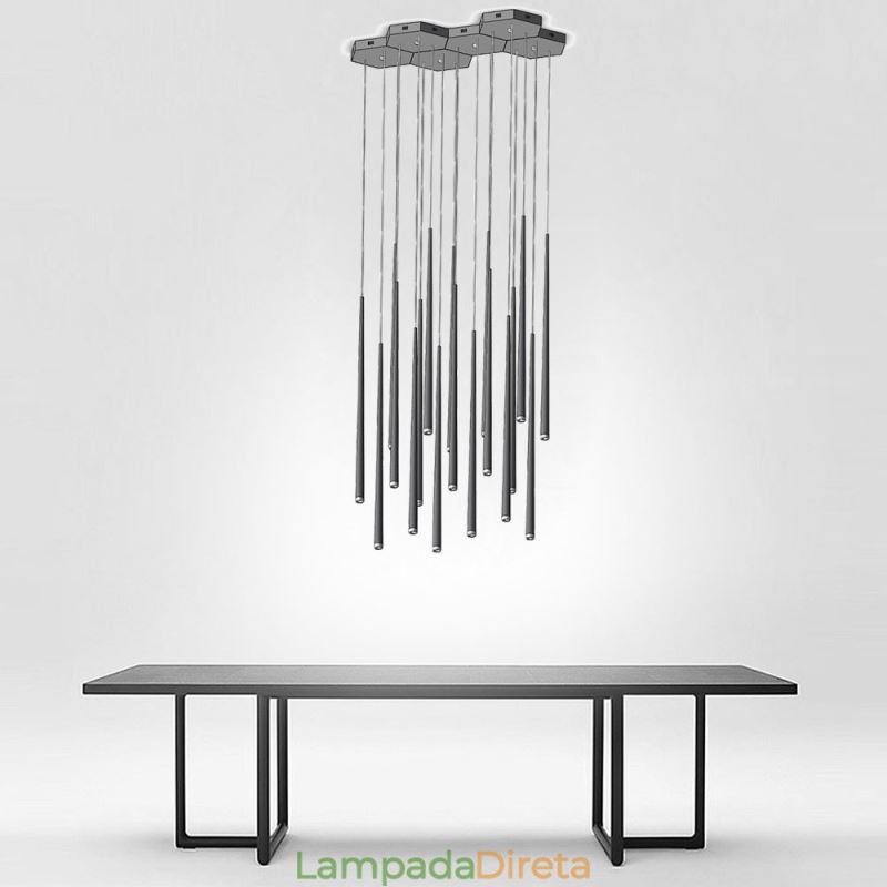 Luminária pendente moderna e simples em formato de cilindro, luminária de chuva de meteoros