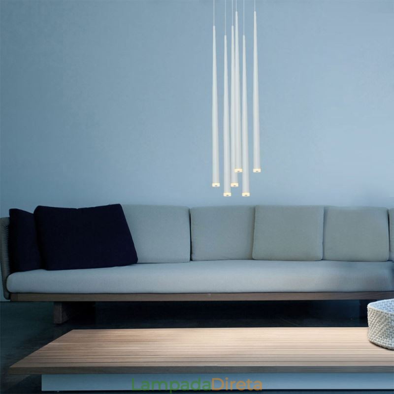 Luminária pendente moderna e simples em formato de cilindro, luminária de chuva de meteoros