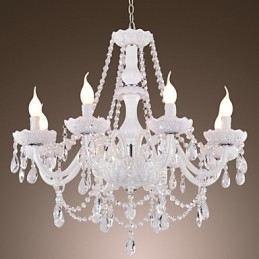 Lustre Cristal Branco Modern Living 8 Luzes