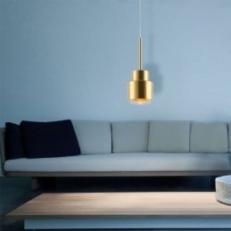 Luminária pendente de vidro pós-moderna, lâmpada cilíndrica dourada, iluminação brilhante