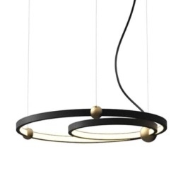 Luminária pendente circular preta 2 anéis