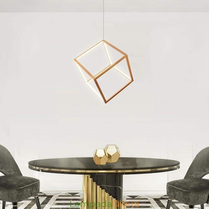 Luminária pendente pós-moderna geométrica dourada
