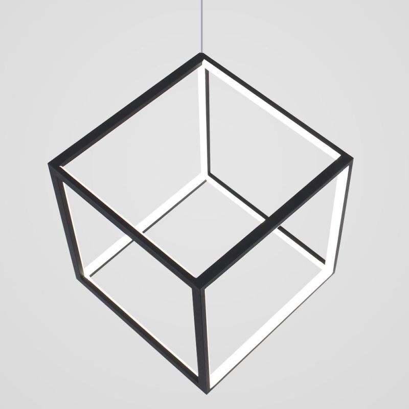 Luminária pendente preta Cubo geométrico Iluminação LBY18069