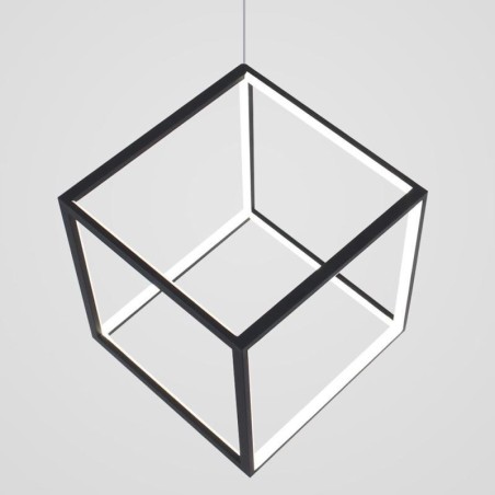 Luminária pendente preta Cubo geométrico Iluminação LBY18069