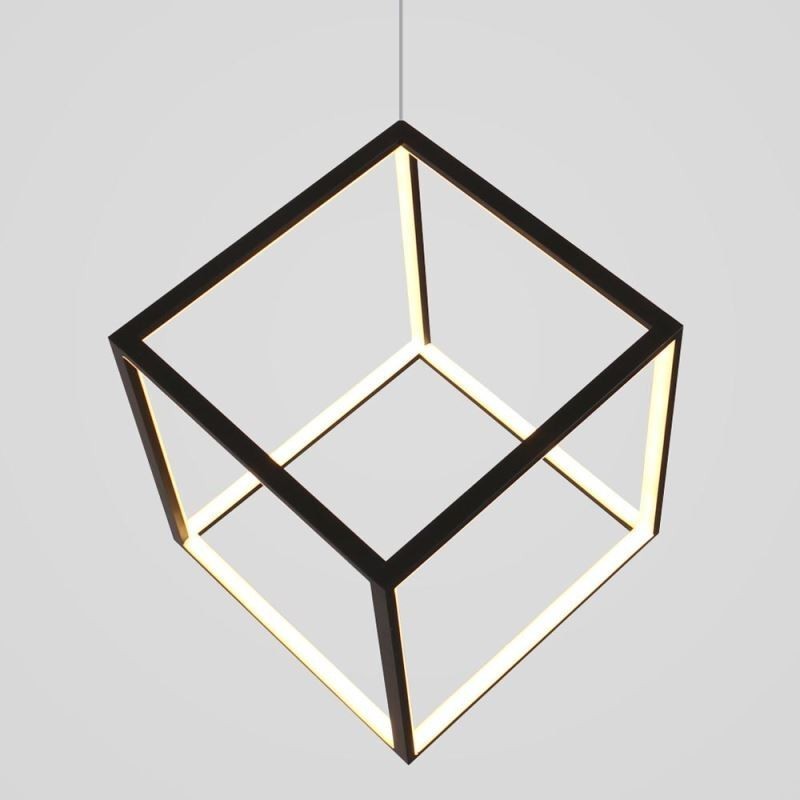 Luminária pendente preta Cubo geométrico Iluminação LBY18069
