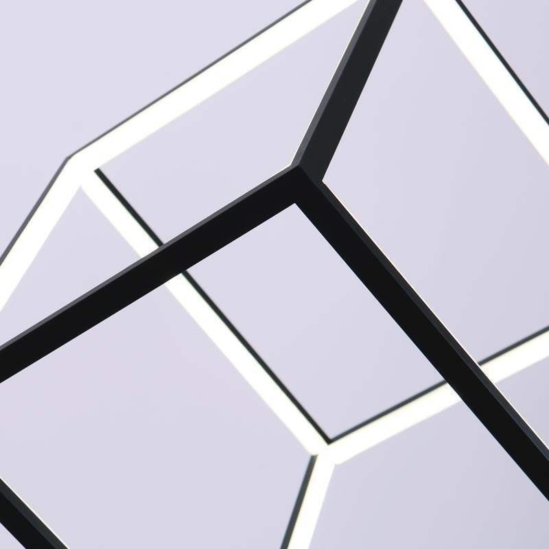 Luminária pendente preta Cubo geométrico Iluminação LBY18069