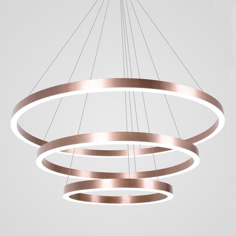 Luminária pendente desenho artesanato 3 anéis lâmpada 80+60+40cm
