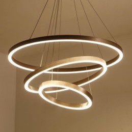 Luminária pendente desenho artesanato 3 anéis lâmpada 80+60+40cm