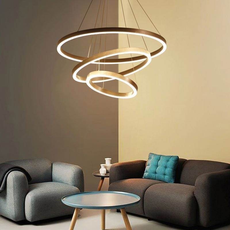 Luminária pendente desenho artesanato 3 anéis lâmpada 80+60+40cm