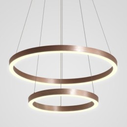Luminária pendente desenho artesanato 2 anéis lâmpada 60+40cm