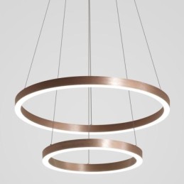 Luminária pendente desenho artesanato 2 anéis lâmpada 60+40cm