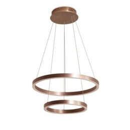 Luminária pendente desenho artesanato 2 anéis lâmpada 60+40cm