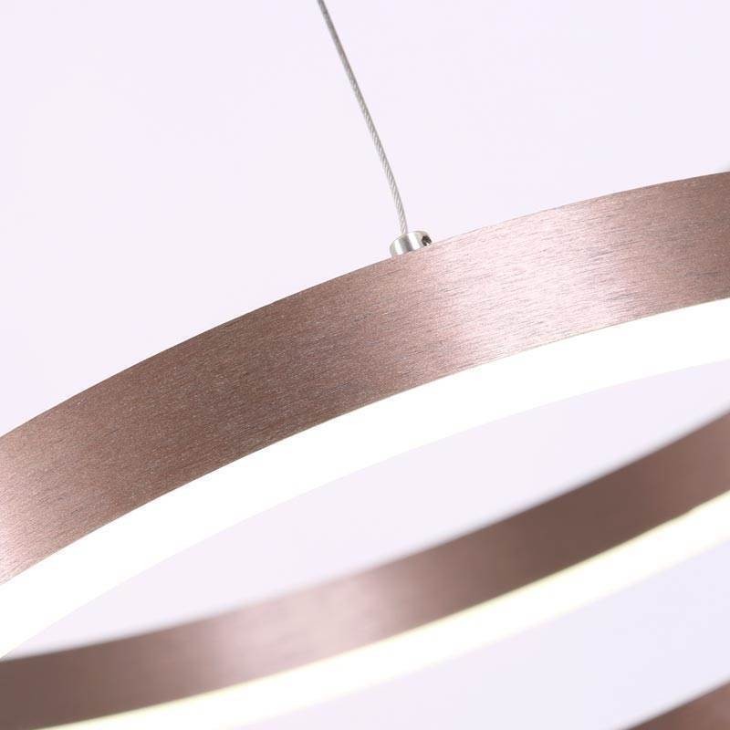 Luminária pendente desenho artesanato 2 anéis lâmpada 60+40cm
