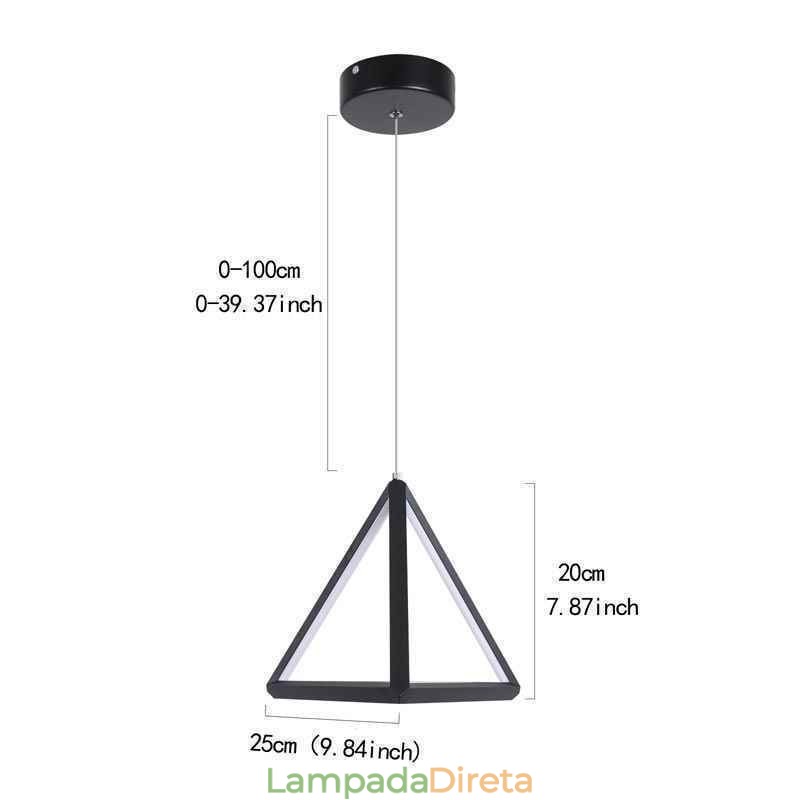 Luminária pendente pós-moderna, luz geométrica triangular, iluminação criativa de lâmpada