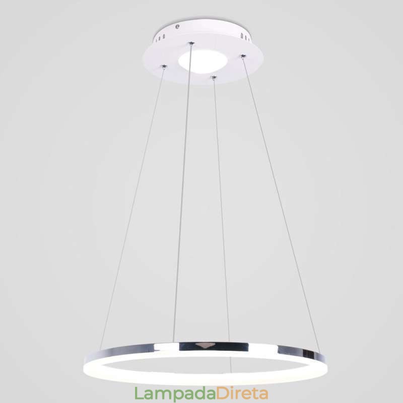 Luminária pendente moderna em acrílico circular 40cm