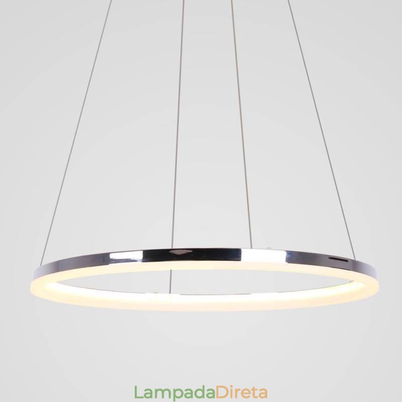 Luminária pendente moderna em acrílico circular 40cm