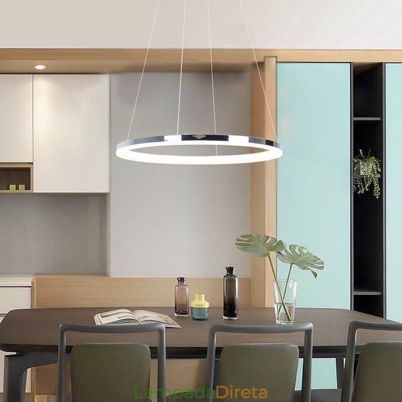 Luminária pendente moderna em acrílico circular 40cm
