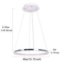 Luminária pendente moderna em acrílico circular 40cm