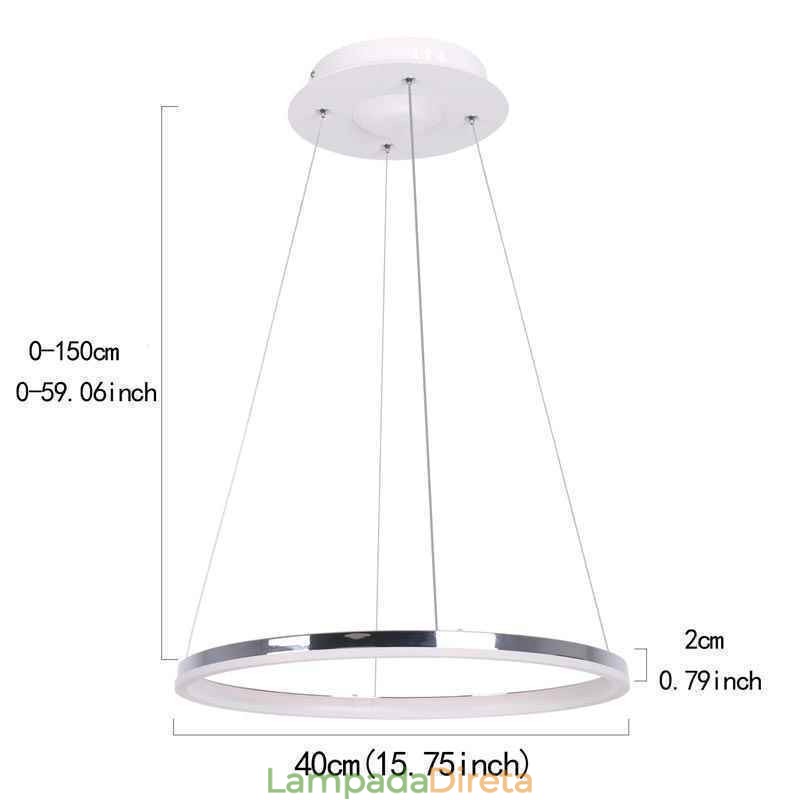 Luminária pendente moderna em acrílico circular 40cm