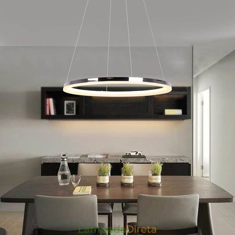 Luminária pendente moderna em acrílico circular 40cm