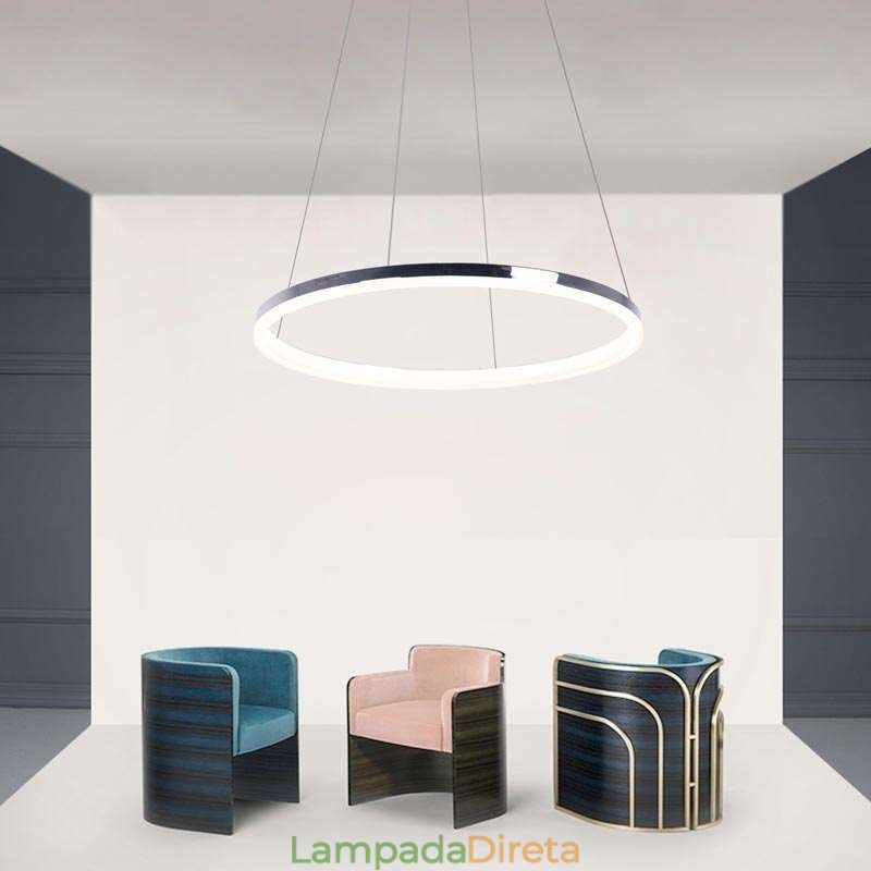 Luminária pendente moderna em acrílico circular 40cm